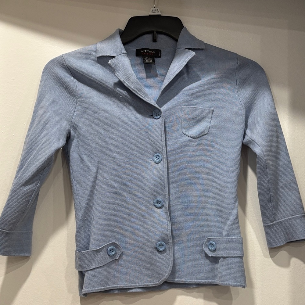 City Silk Light Blue Vintage Blazer